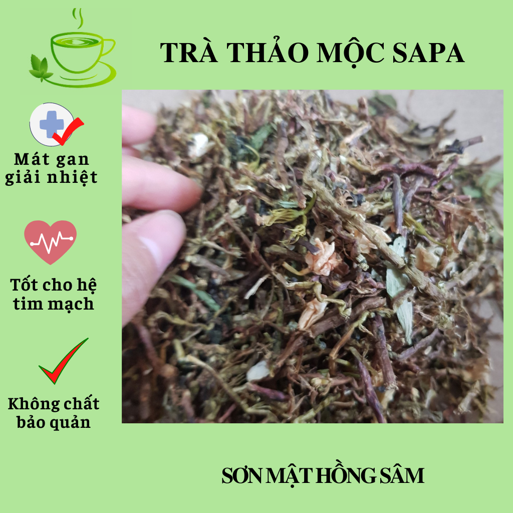 Trà sơn mật hồng sâm, trà sâm mật sapa loại đặc biệt, Mát Gan, Đẹp Da Trà thảo mộc sapa 1Kg