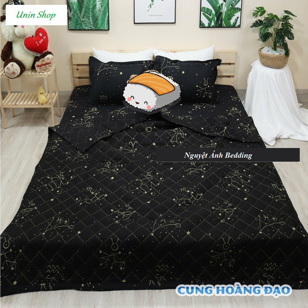 (Gì cũng rẻ) Bộ 5 món chăn hè thu ga gối Cotton poly mẫu Cung Hoàng Đạo giá rẻ | Set mền trần bông, drap giường, vỏ gối cotton poly đẹp đủ size M6/M8/2M/1M2