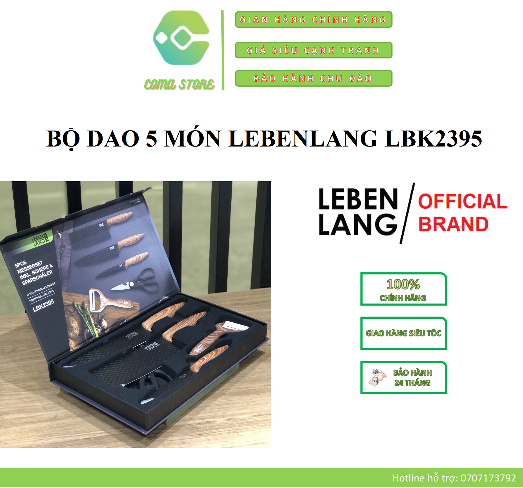 Lbk2395 - bộ dao 5 món lebenlang – thương hiệu đức