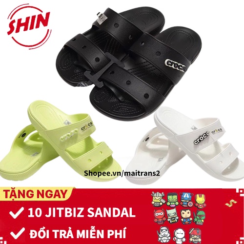 dép sandal💖FREESHIP💖dép sandal cross họa tiết classic trơn nhiều màu tặng thêm 1 túi vải đựng sandal