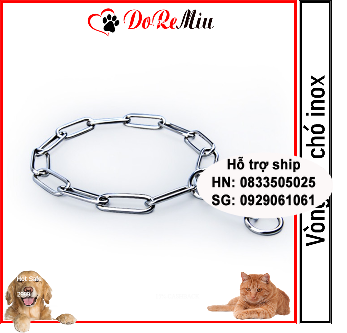 Doremiu - Vòng cổ chó to bằng inox không gỉ vòng cổ kỷ luật kiểu thòng lọng