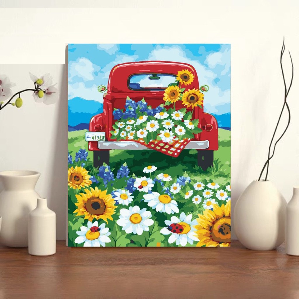 KHUNG 1.6 CM- Tranh sơn dầu số hóa rẻ,đẹp,tranh tô màu theo số- ĐÃ CĂNG KHUNG 40x50,CÓ SƠN BÓNG-MÀU-CỌ-MÓCTREO