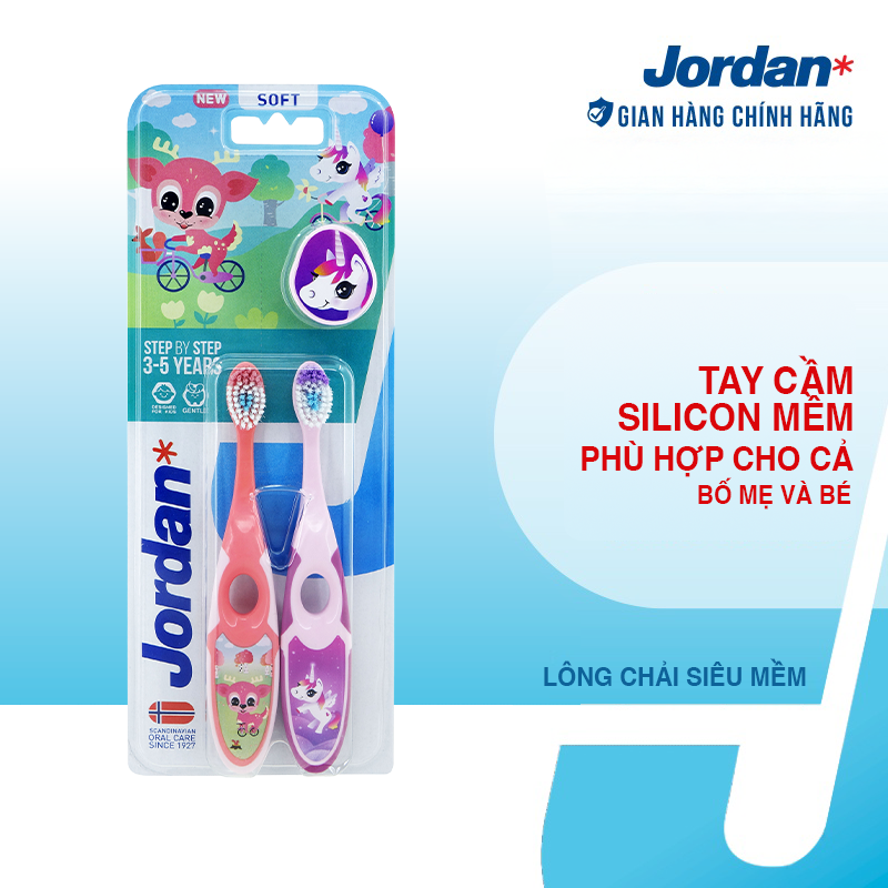  Combo 2 Pack 2 Bàn chải đánh răng Jordan Step 2  3-5 tuổi  Lông mềm 