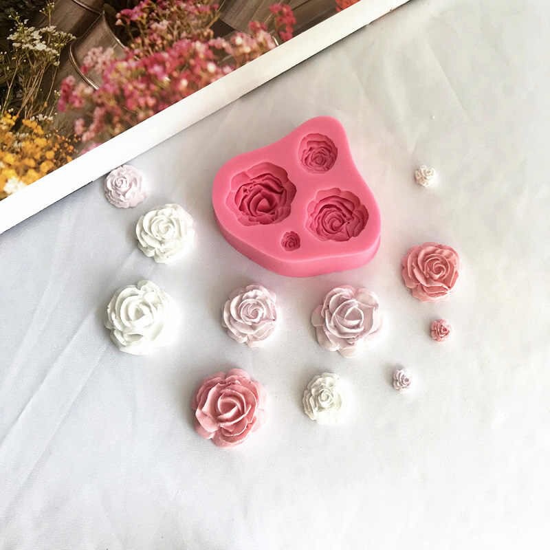Khuôn silicon 3D 4 hoa hồng nhiều loại