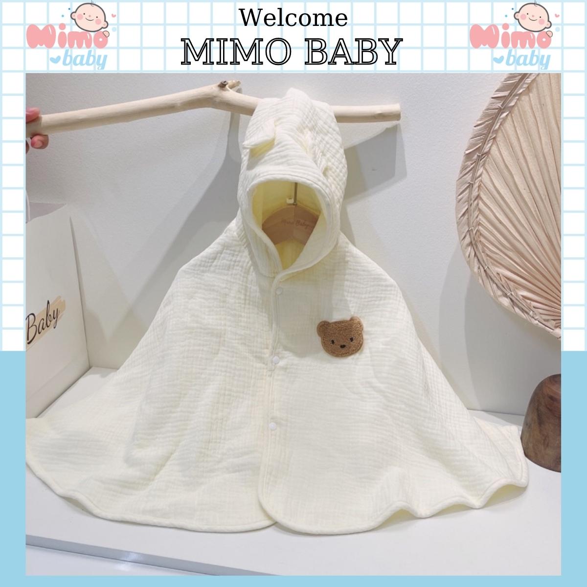 Áo Choàng Chống Nắng Chống Gió Cho Bé Đi Tiêm MIMOBABY Chất Liệu 4 Lớp Vải Xô Muslin Đính Gấu Dễ Thương Dành Cho Trẻ Em từ 0 đến 4 tuổi QA34