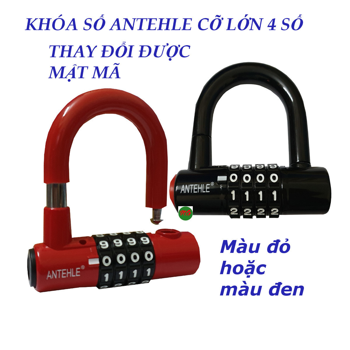 Ổ khóa số Antehle - 4 số cỡ lớn - chỉnh được mật mã  - xuất xứ Đài loan với 2 màu là đỏ hoặc đen