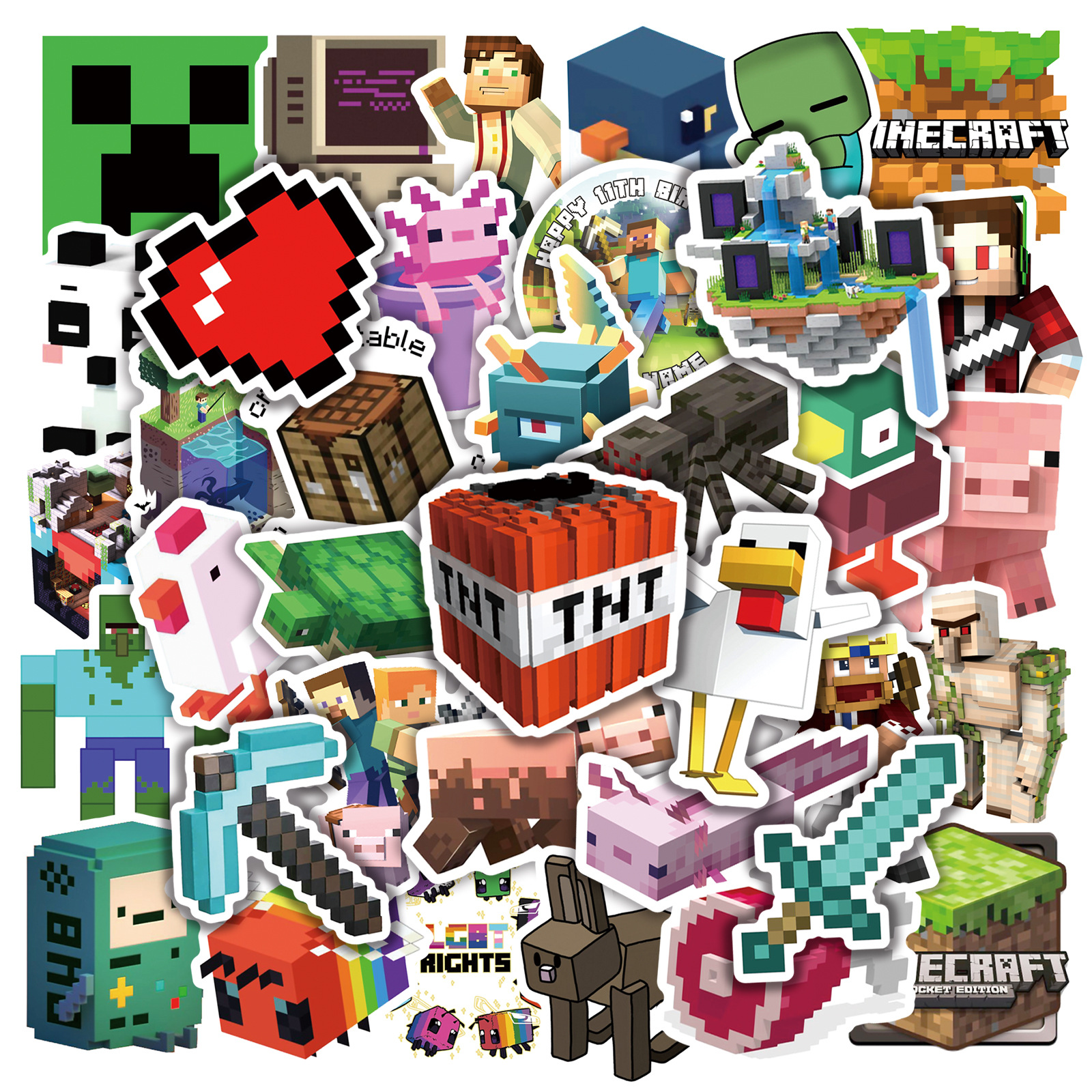 Set 50 sticker hình dán game Minecraft chống thấm nước