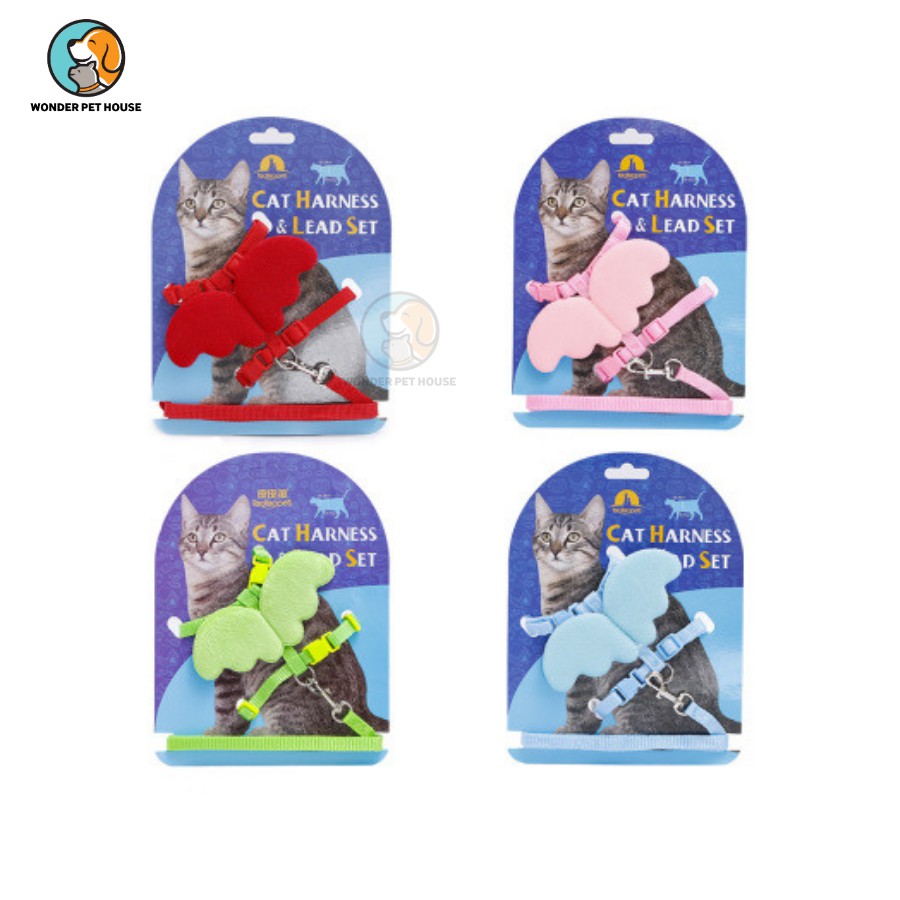 Dây dắt cho mèo chó cánh thiên thần - yếm mèo giá tốt - chắc chắn - đa dạng màu sắc
