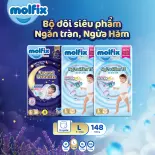 [Tặng Bộ Chăn Gối Gấu Molfix] Combo 2 Ngày 1 Đêm Tã/bỉm quần Molfix Oxy Super Jumbo + Molfix Sweet Dream đủ các size M,L,XL,XXL