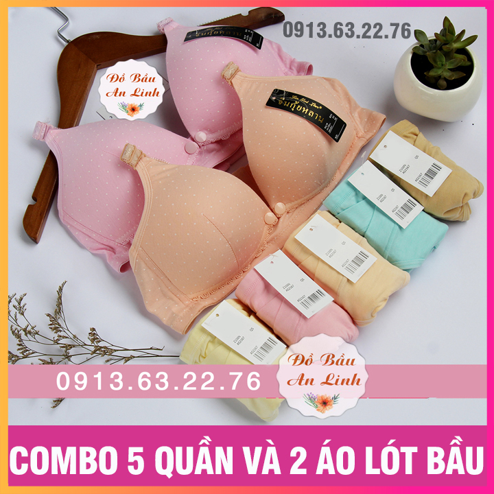 Đồ lót cho bà bầu - combo 2 áo lót bầu và 5 quần lót bầu hàng đẹp