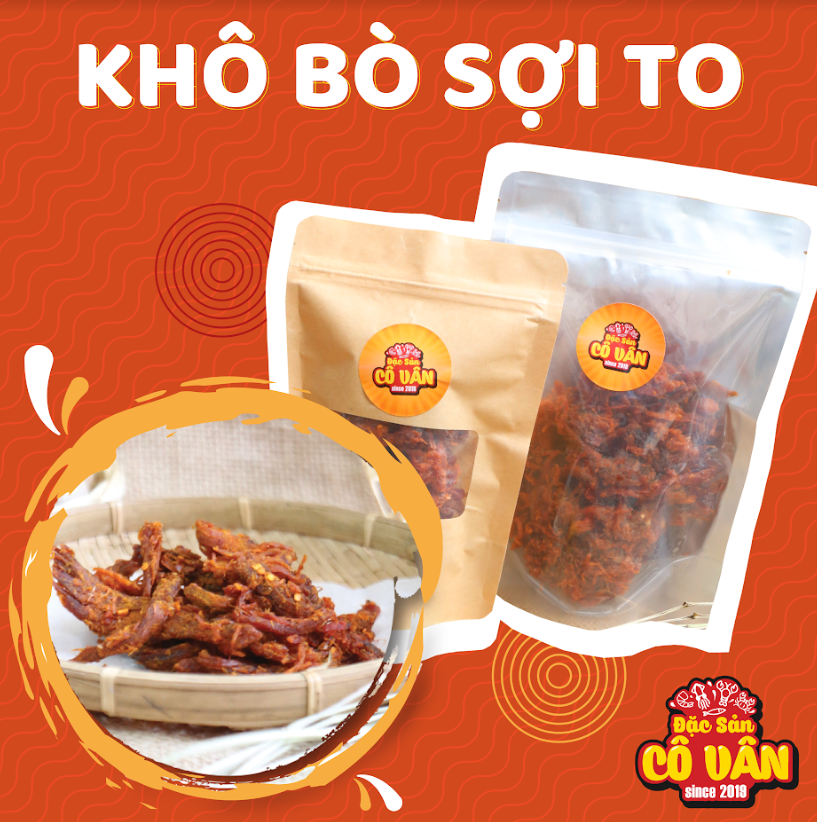 250g khô bò sợi to quy nhơn - đồ ăn vặt nhà làm + tặng 1 túi khô bò miếng mềm