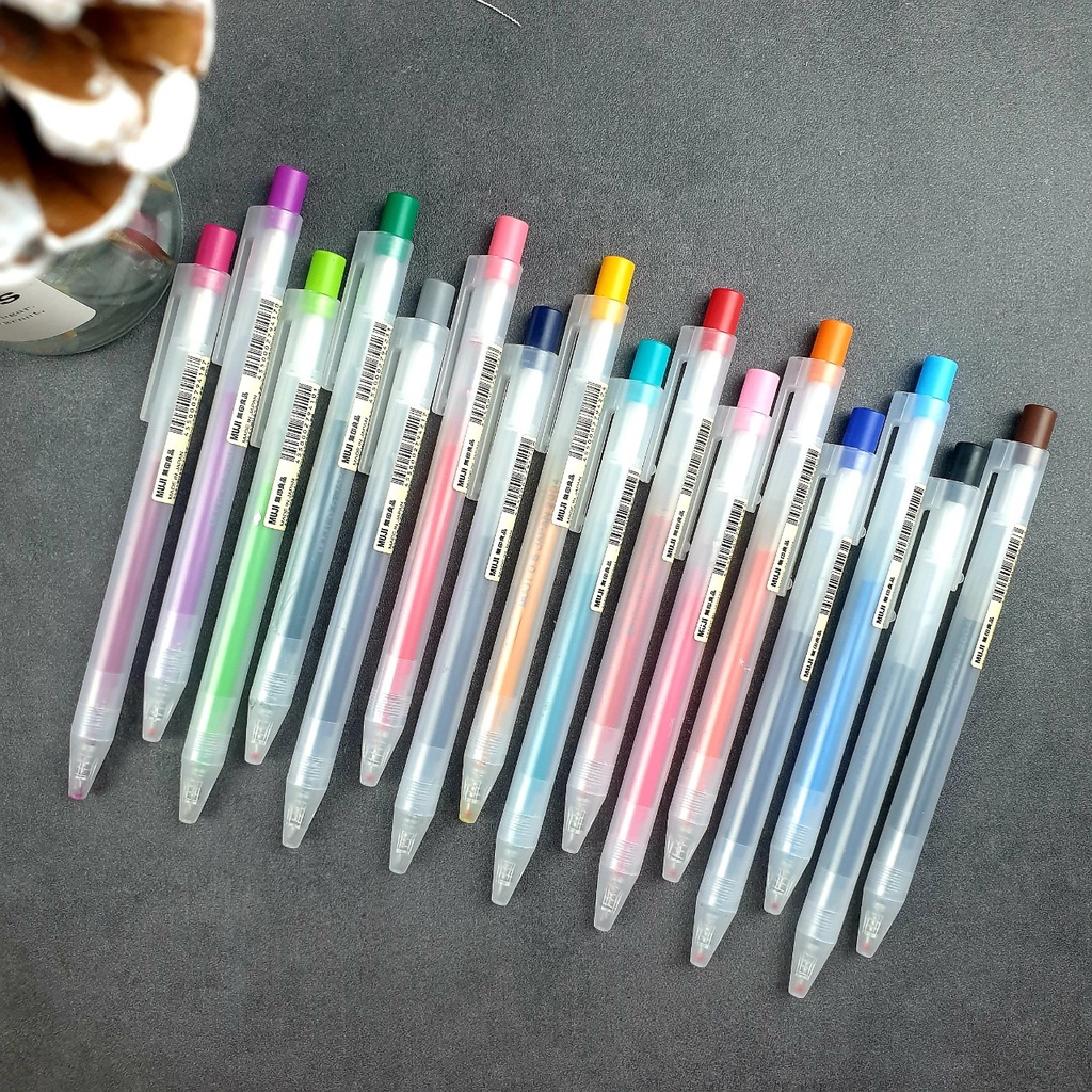 Bút bi bấm muji 0.5mm - black, blue black & blue