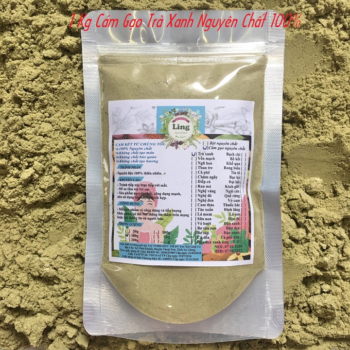 Bột Cám Gạo Trà Xanh 100g có giấy VSATTP và ĐKKD nguyên chất thiên nhiên 100% dùng để đắp mặt đa công dụng