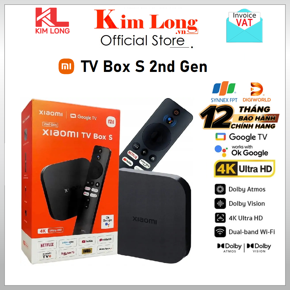 Tivi box Xiaomi Mibox S Gen 2 - Xiaomi Tivi Box S Gen 2 Ultra HD 4K(3840x2160p) 60fps 2GB/8GB, Wifi, Bluetooth 5.2 Bản quốc tế - Chính hãng Digiworld