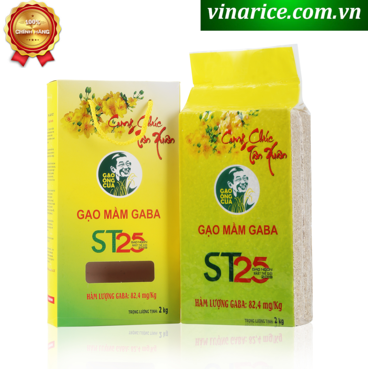 Gạo Mầm GABA ST25 hộp 2kg - cơm ngon tốt cho người tim mạch tiểu đường huyết áp
