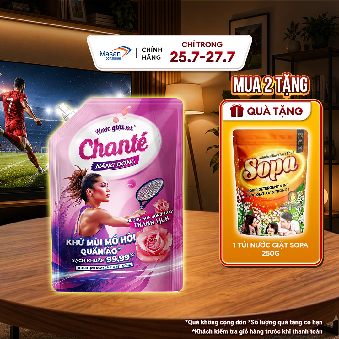 Nước giặt xả Chanté Active cao cấp 8 trong 1 túi x 3.2kg