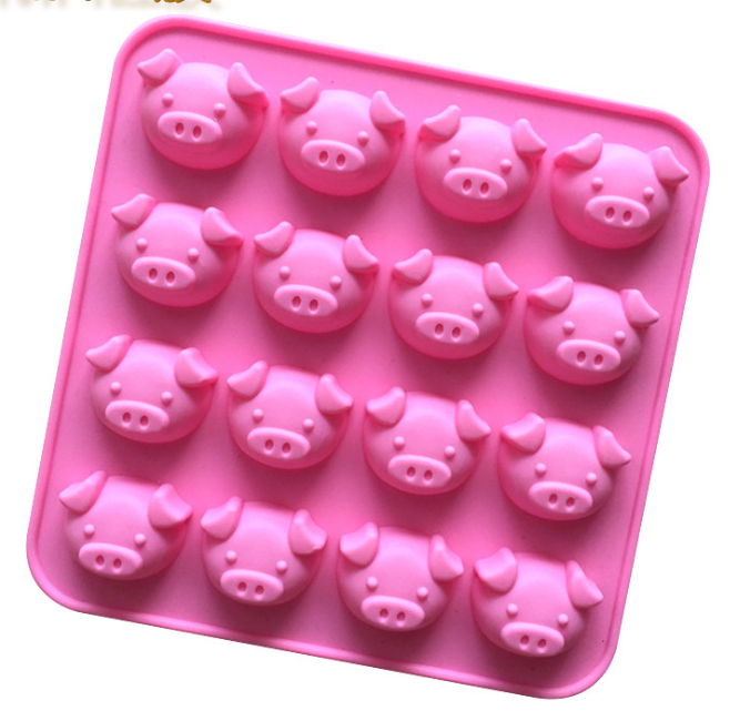 Khuôn khay silicon làm bánh, thạch, socola - 16 heo hồng