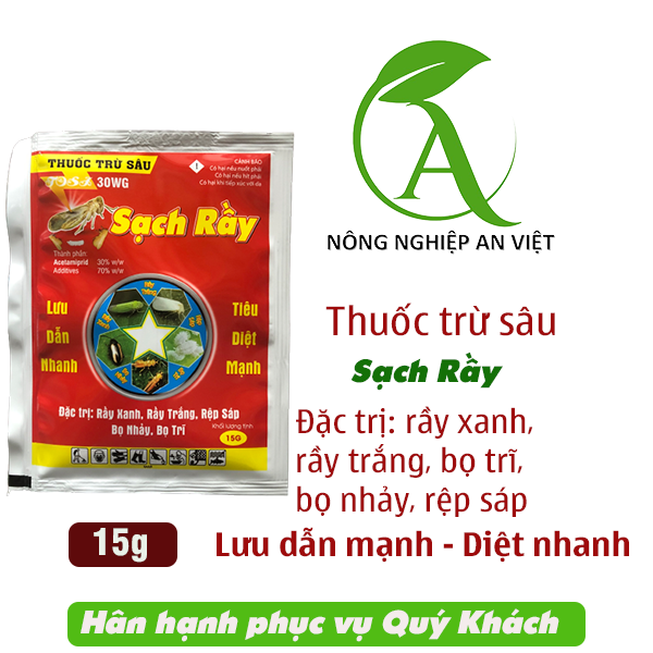 THUỐC DIỆT TRỪ RẦY XANH, RẦY TRẮNG, RỆP SÁP, BỌ NHẢY, BỌ TRĨ trên cây trồng với hoạt chất Acetamiprid 30% và Additives 70%