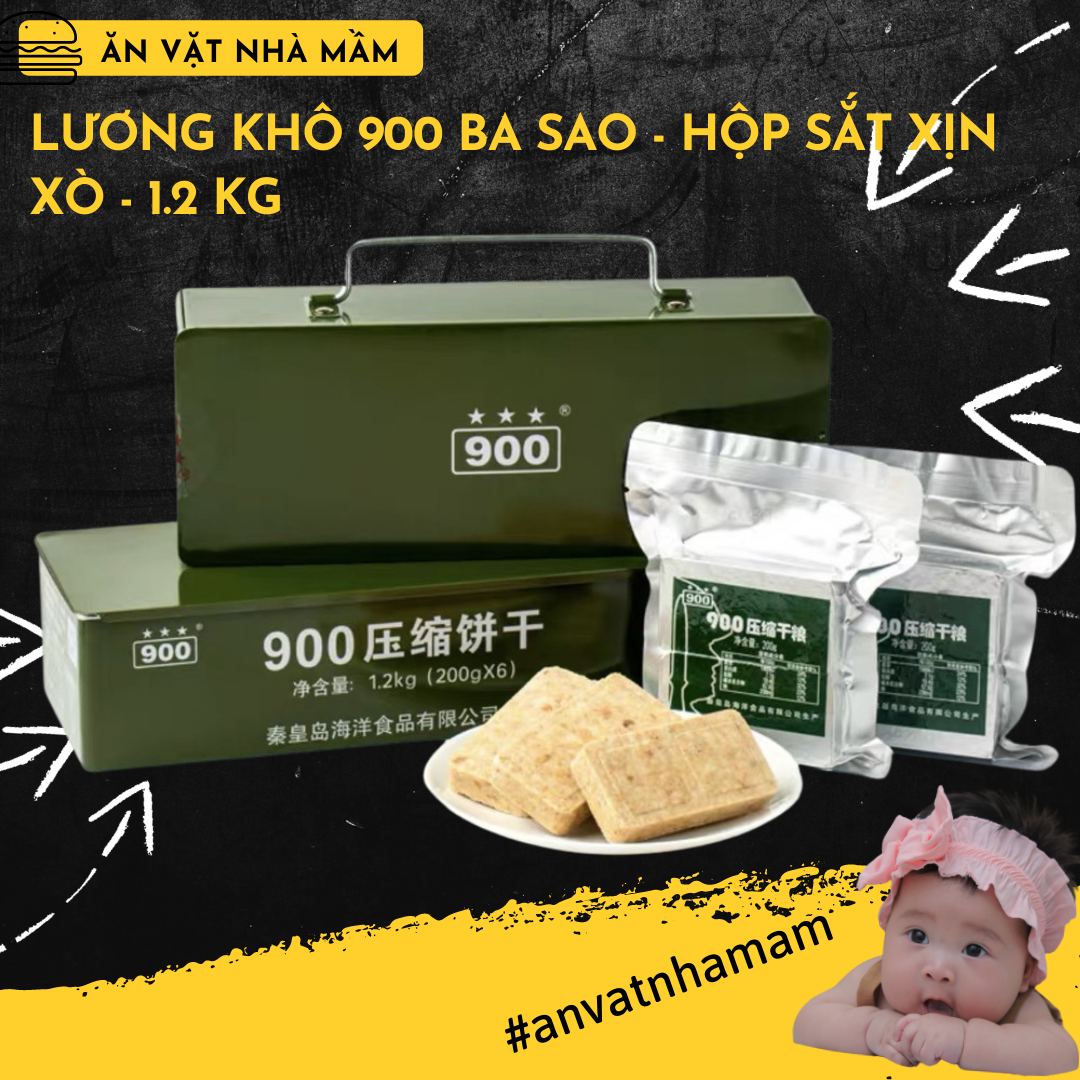 Lương Khô 900 BA SAO [Hộp sắt 1.2 kg]