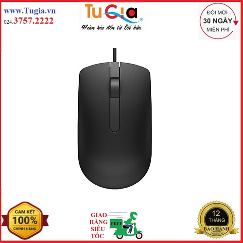 Chuột máy tính Dell MS116 (Đen) - Hàng chính hãng bảo hành 12 tháng