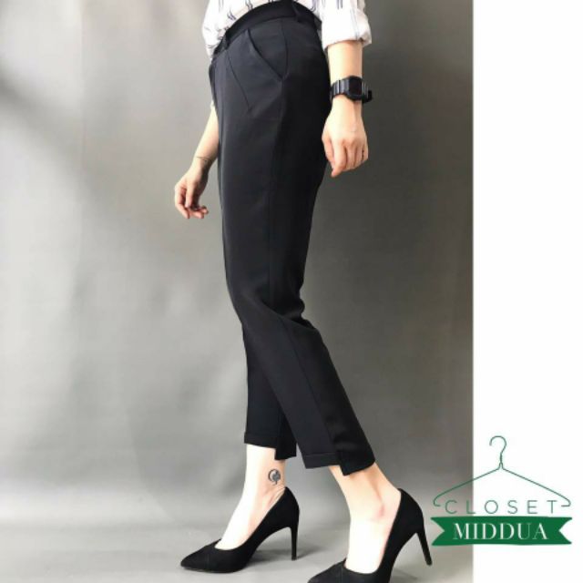 Quần baggy nữ , Quần baggy gấu lệch , Chất liệu Tuyết mưa cao cấp bao dày dặn ,sóng quần