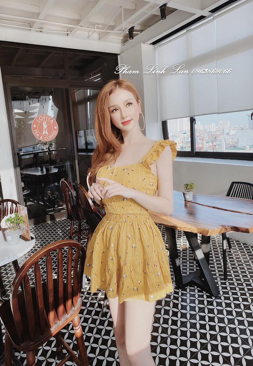 [HCM]Set váy rời áo cánh tiên +chân váy họa tiết hoa nhí siêu xinh