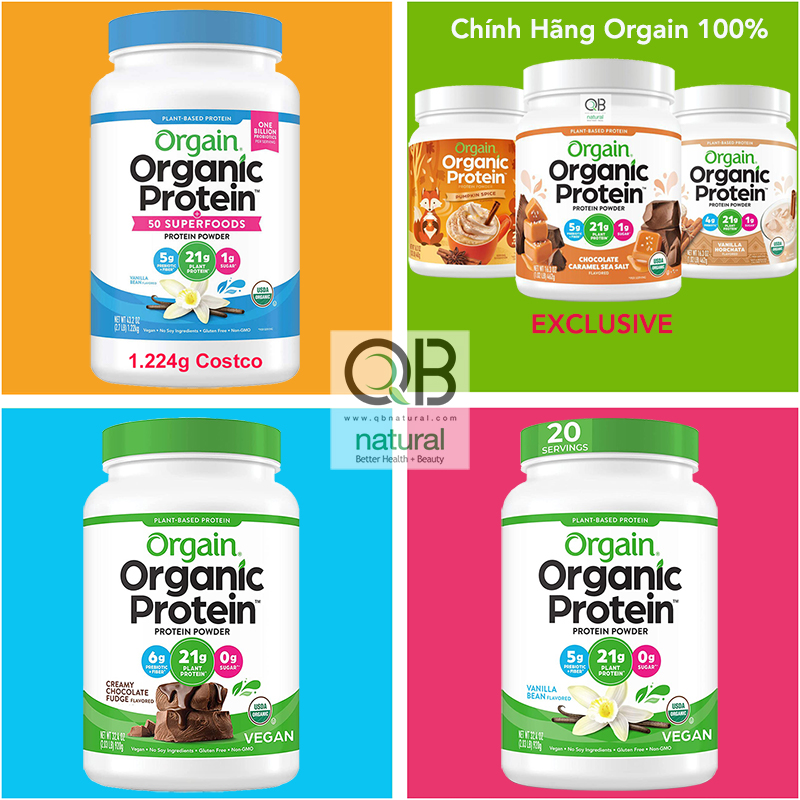 [HCM]Orgain Organic Protein Superfood Bột Đạm Hữu Cơ vị Vanilla Chocolate Peanut Butter USDA Gym Sport Keto Lowcarb