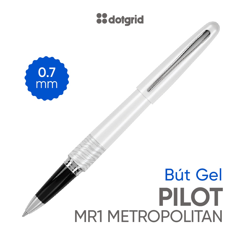 Bút gel Pilot MR1 Metropolitan White Tiger, mực xanh, ngòi 0.7mm - Hàng chính hãng Nhật Bản