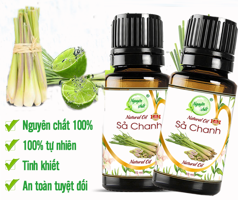 Tinh Dầu Sả Chanh Nguyên Chất Xông Phòng, Đuổi Muỗi, Khử Mùi, Sát Khuẩn Không Khí 10ml- Tinh Dau Sa/ Xa Chanh Có Hương Thơm - Hoa Hồng -Quế-Xả chanh