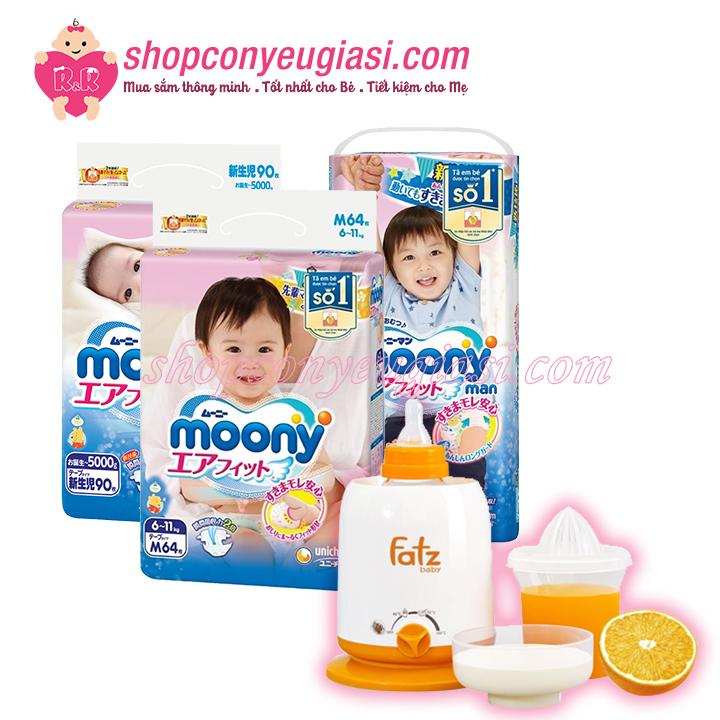 Combo 3 tã quần moony xl38 trai - tặng 1 máy hâm sữa 4 chức năng fb3002sl