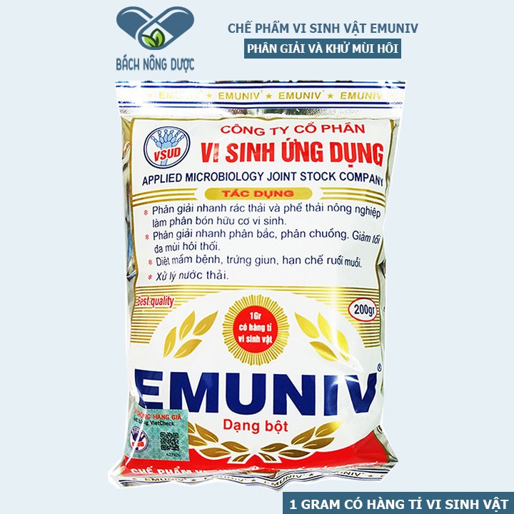 [HCM]Men Vi Sinh EMUNIV Dùng Để Ủ Rác Thải Hữu Cơ Đậu Nành Phân Cá Làm Phân Bón Gói 200 Gram