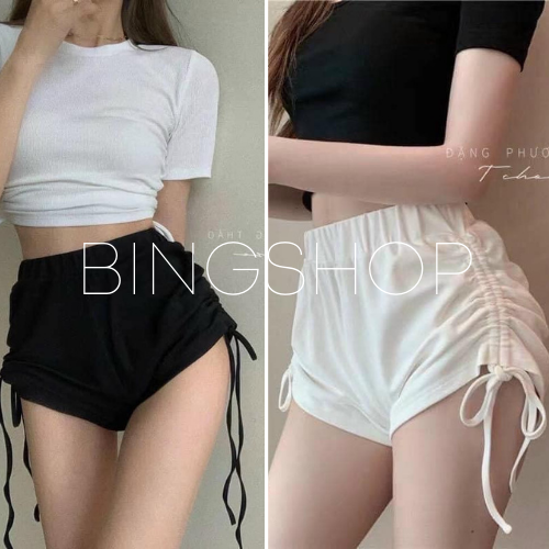 Quần đùi nữ Guuhouse , quần sooc nữ thời trang cạp chun rút dây vải đẹp freeship