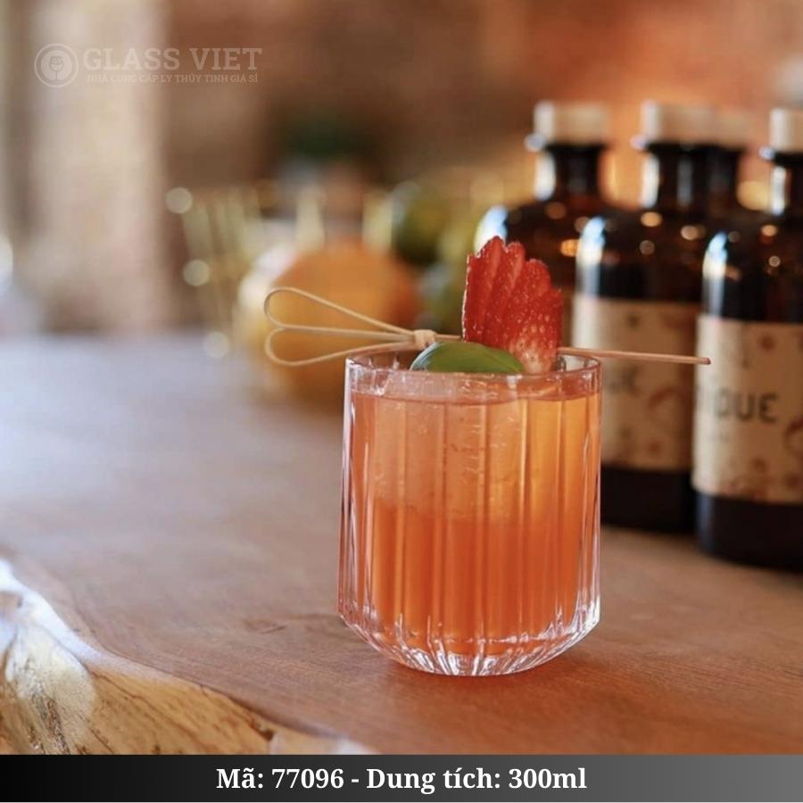 Ly thủy tinh sọc vát đáy 300ml - Ly chịu nhiệt dùng cho cafe, nước ép mã 77096