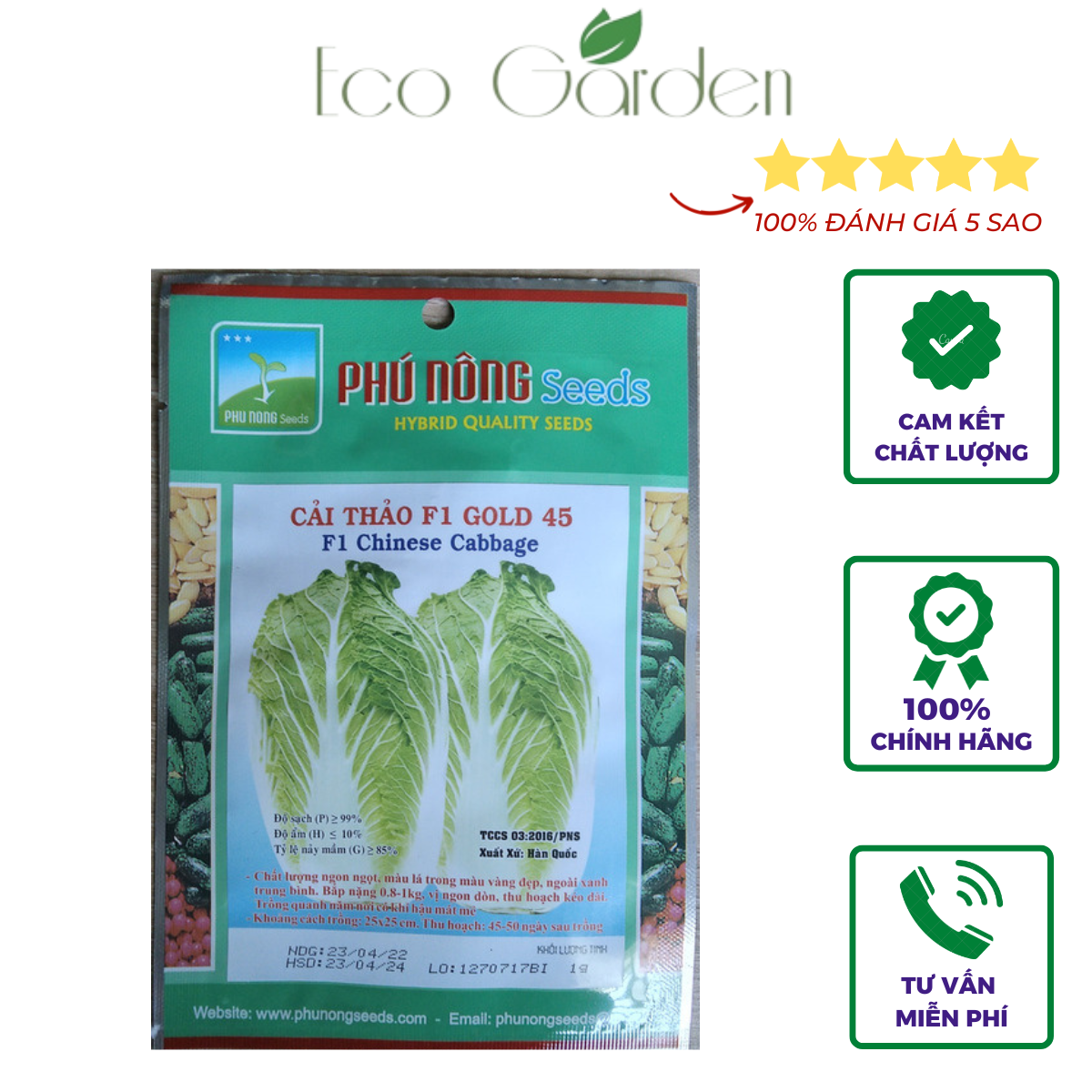 Hạt giống cải thảo f1 gold 45 phú nông - 1g