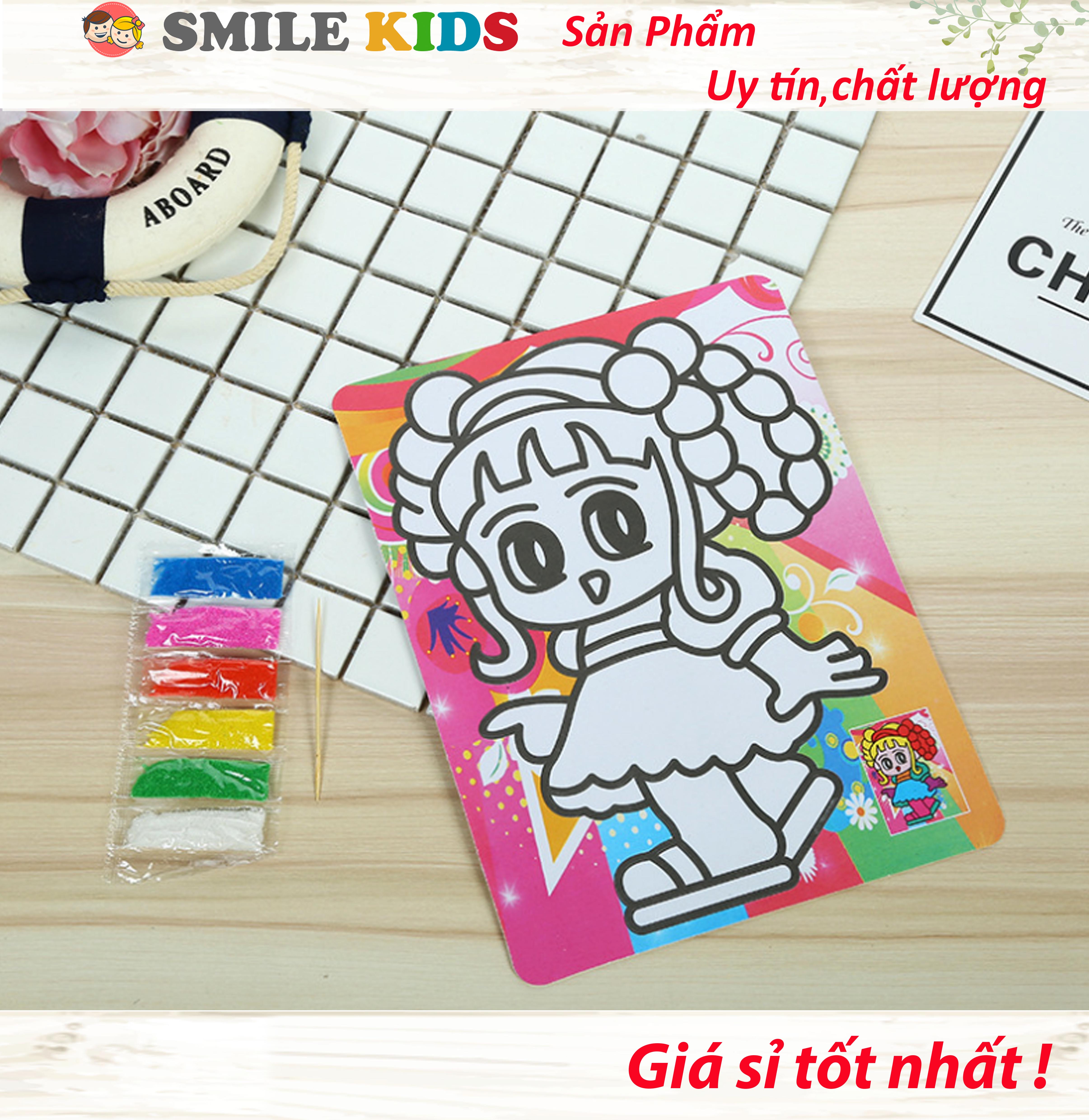 [COMBO ] - 10 tranh cát khổ A5 nền mầu cho bé( có kèm cát)