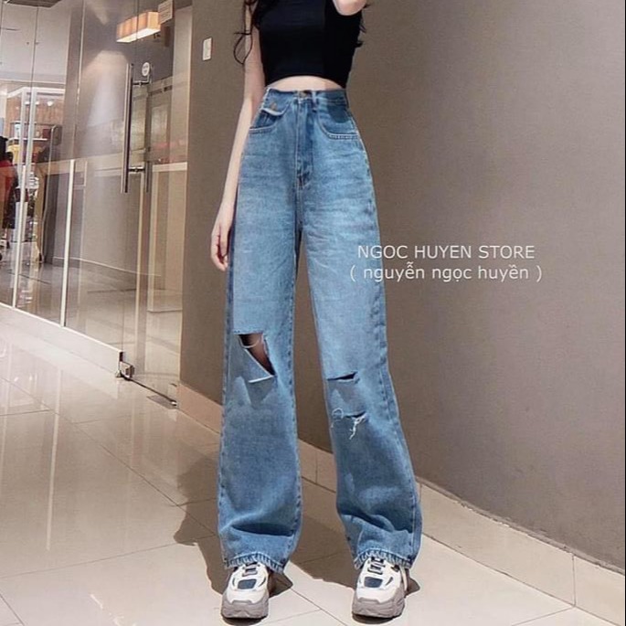 [HCM]QUẦN BAGGY JEAN NỮ ỐNG RỘNG LƯNG SIÊU CAO MẪU MỚI CHẤT COTTON CO GIÃN CAO CẤP THỎ TÂY SHOP94 MS90