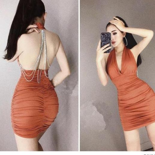 đầm body rút nhúng hở lưng sexy