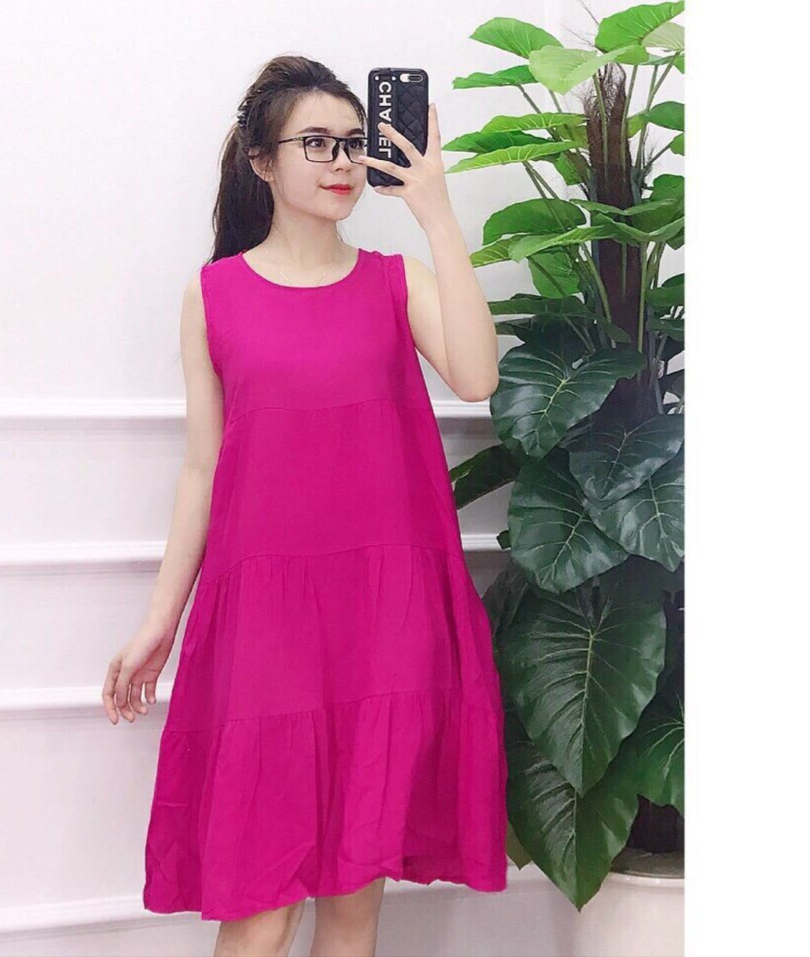 Váy lanh bầu mặc nhà chất mát