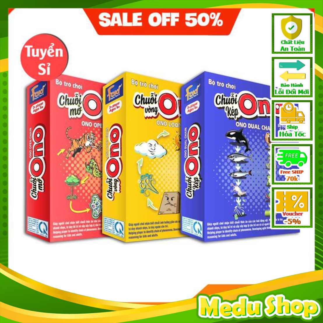 Board game-Flashcard-Chuỗi Ono Foxi-đồ chơi trẻ em-thẻ thông minh-tư duy-vui nhộn-ghi nhớ logic. , Shop đồ chơi MeduShop