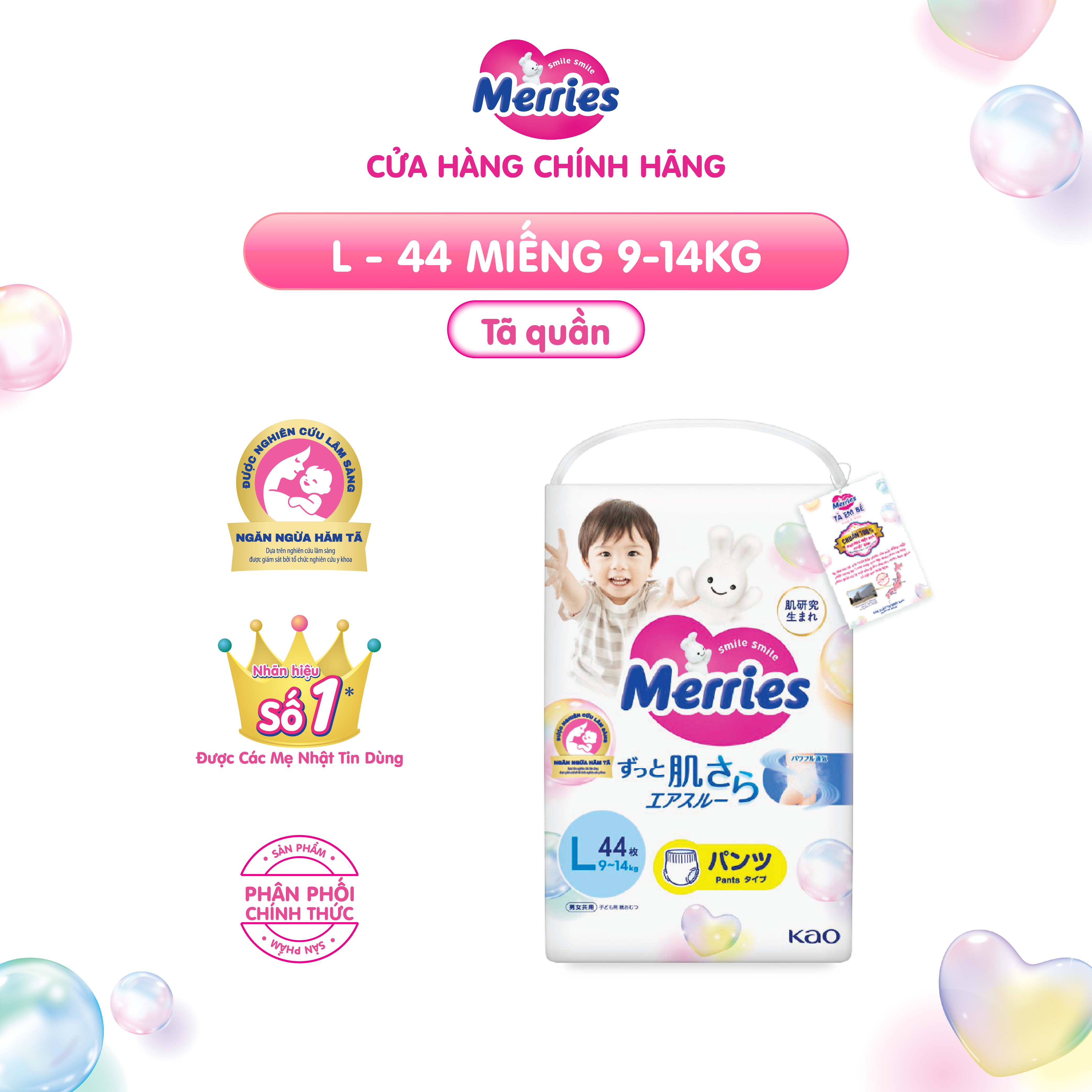 Tã/bỉm quần Merries size L - 44 miếng
