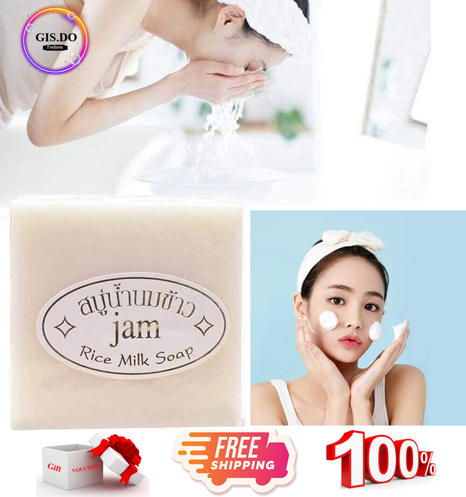 Cục xà bông bánh xà bông cám gạo loại tốt Thái Lan trắng da, bay mụn - Xà bông cục Thái Lan rửa mặt