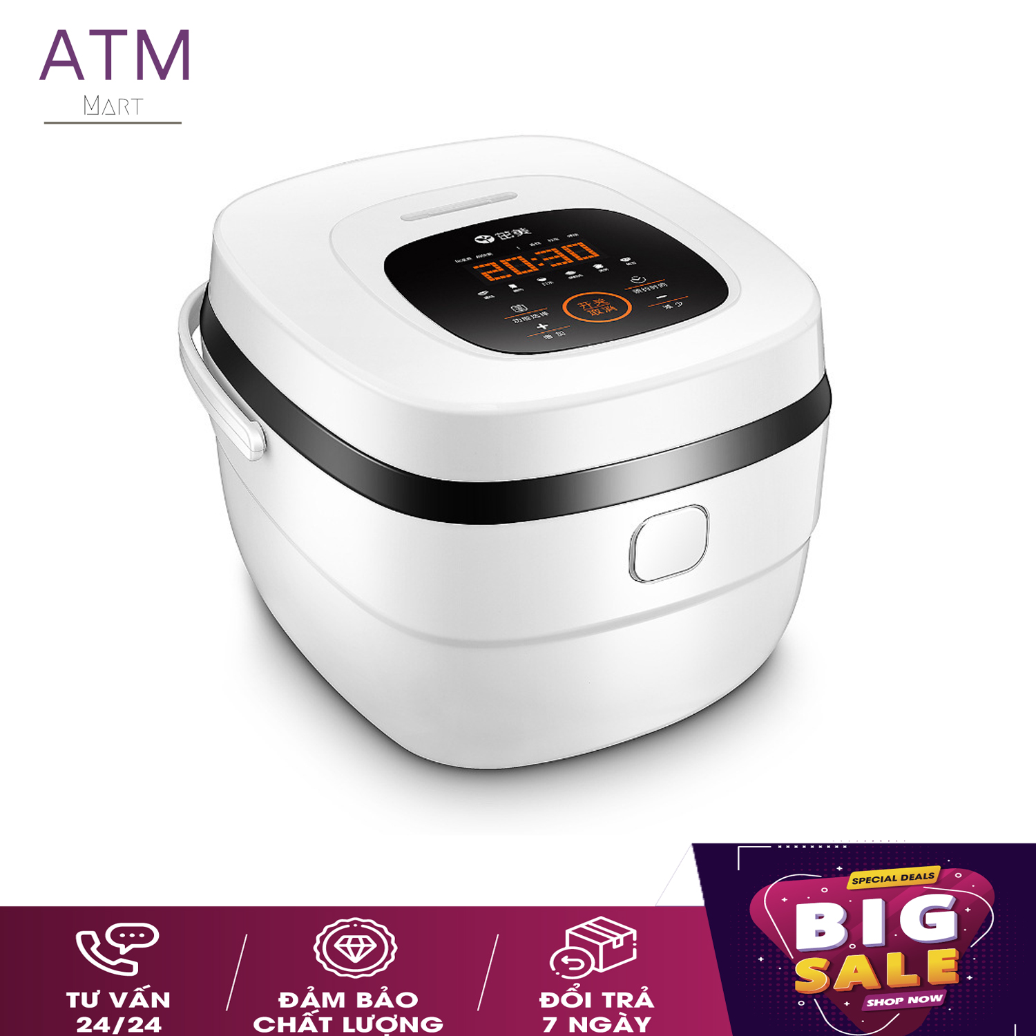 Nồi cơm điện 5L , nồi cơm điện gia đình cỡ lớn , Nồi cơm điện tử , Nồi cơm điện đa năng 5L , Nồi đa năng nấu cơm , nấu cháo , ninh , hầm , hấp - Nồi cơm điện QB-801 , Nồi cơm điện mini có quai xách