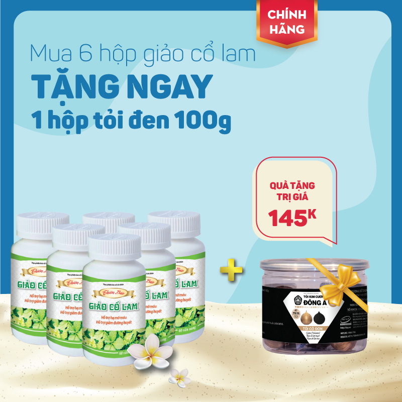 Combo 06 hộp Thiên Bảo Giảo Cổ Lam + Tặng 01 hộp Tỏi Kim Cương 100gr