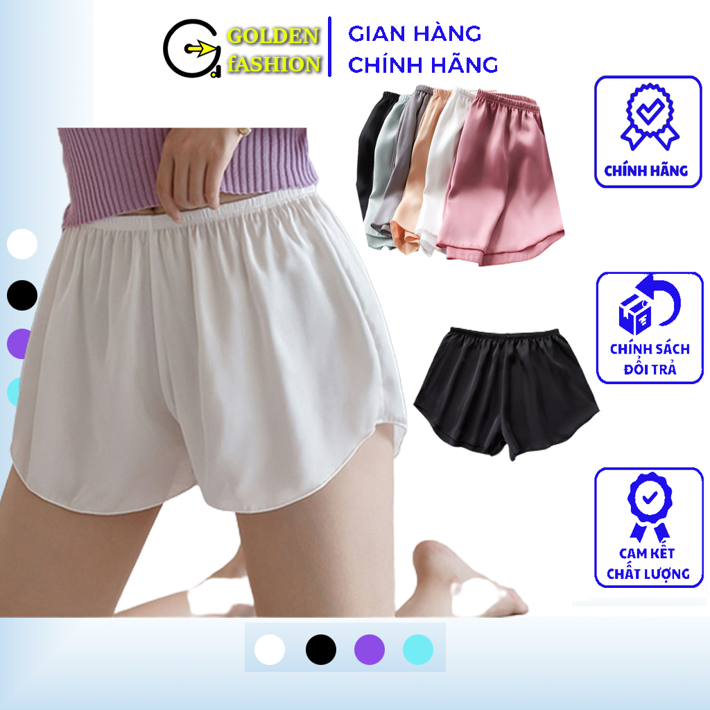 Quần đùi lụa nữ satin mát mịn đủ màu mặc mùa hè