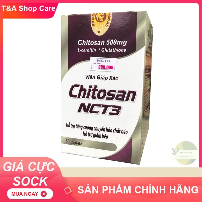 Viên uống giảm cân giáp xác Chitosan NCT3 hỗ trợ chuyển hóa chất béo dư thừa, ngăn ngừa xơ vữa động mạch vành- an toàn hiệu quả hộp 60 viên