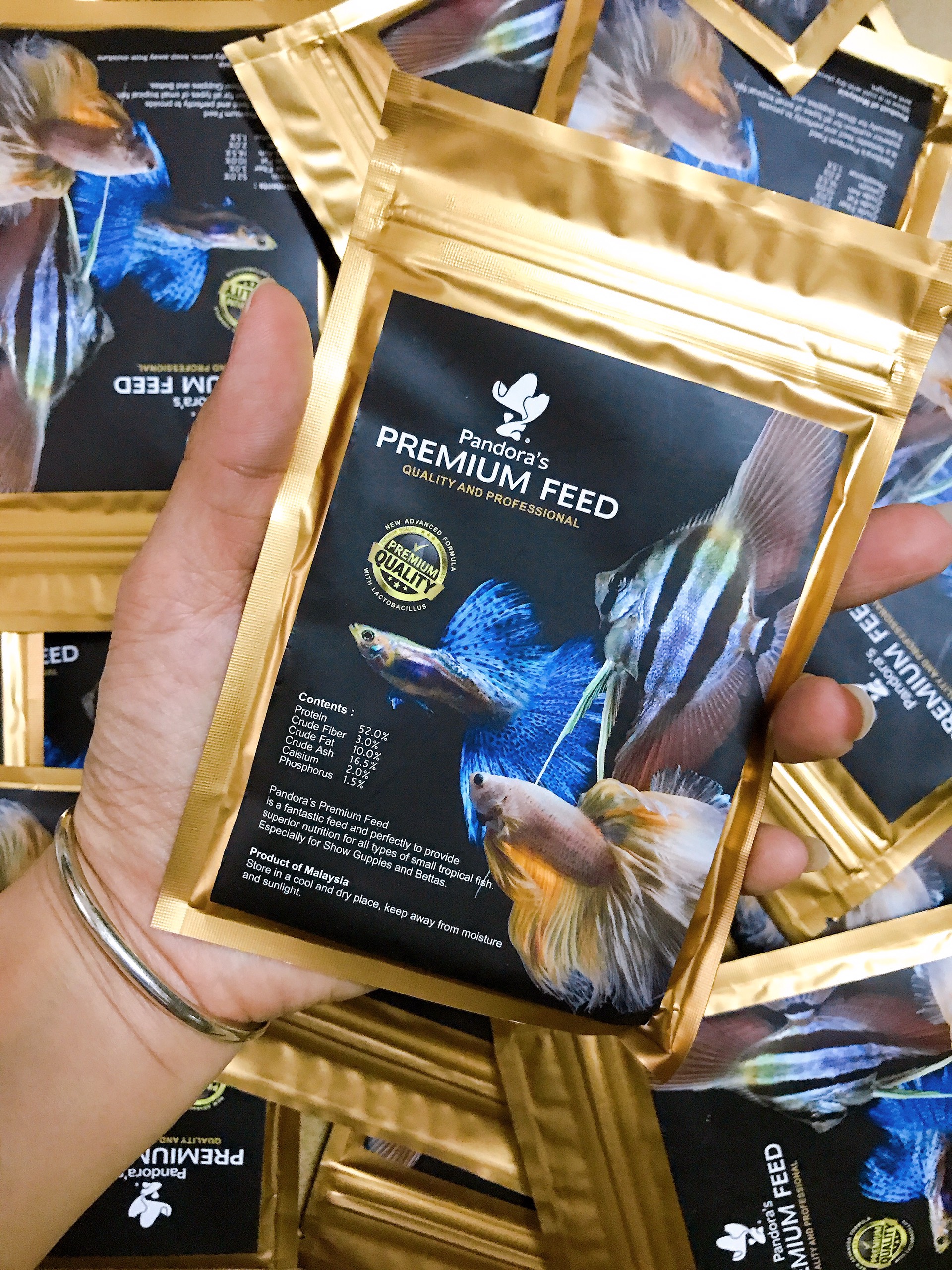 Cám pandora vàng gold thức ăn cao cấp cho guppy 50gam | 100gam