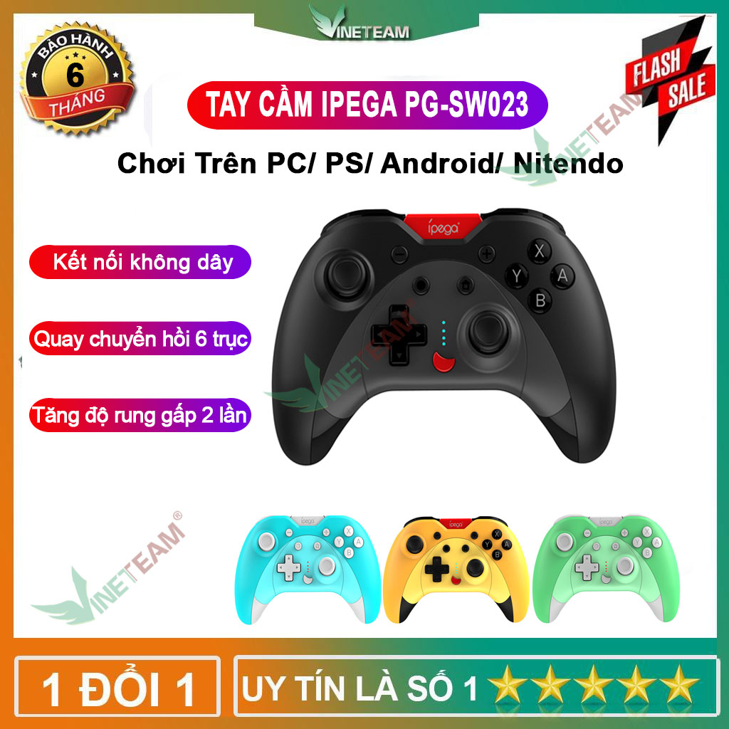 PG-SW023 IPEGA Bộ Điều Khiển Trò Chơi Bluetooth -Tay Cầm Chơi Game Sáu Trục Rung Không Dây Dành Cho Bảng Điều Khiển N-S/P3/Android/PC (Win7/8/10) Màu Đen