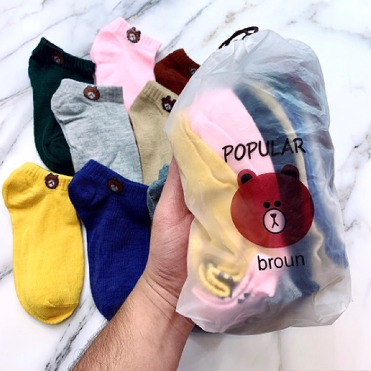 Tất gấu 1 set 10 đôi vớ nữ hình gấu