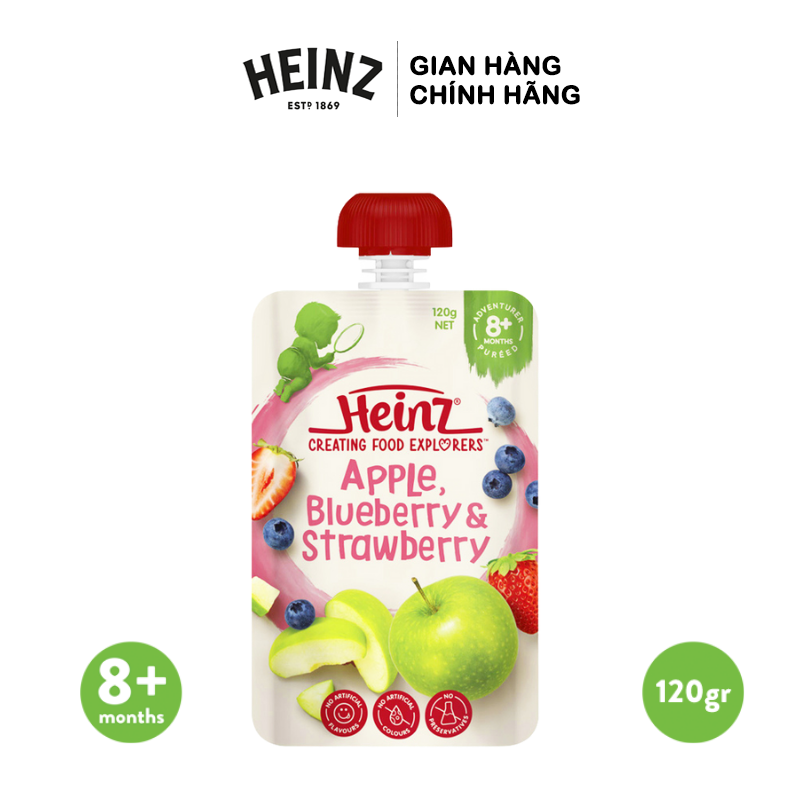 Túi Dinh Dưỡng Táo, Dâu Và Việt Quất Nghiền HEINZ 120g (Date:2/25)