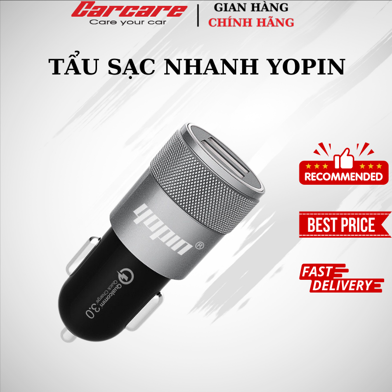 Tẩu Sạc Yopin Chia 2 Cổng USB 1 đầu 5V 1A, 1 đầu 5V  2.1A {Có Led} - bộ chia tẩu sạc trên ô tô,đầu ra USB kép, cốc sạc xe hơi, tẩu sạc điện thoại ô tô, tẩu sạc, củ sạc xe hơi, sạc trên xe hơi, cục sạc điện thoại xe hơi